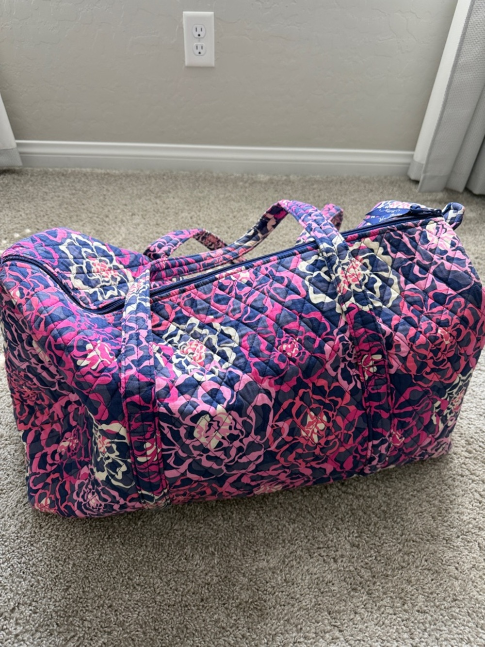 Vera Bradley Quilted Floral Travel Duffel - Pink & Navy